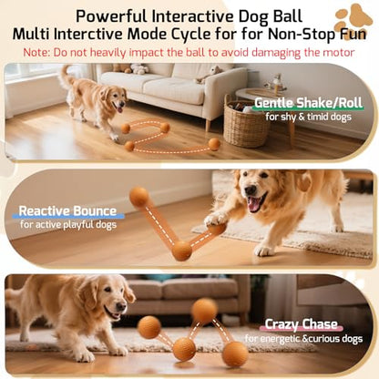 SNOYWEN Smart Interactive Dog Toy, Automatic Moving Bouncing Rolling Ball, Food-Grade Rubber Material IPX7 Waterproof Active Ball for Medium and Large Dogs (Orange) - color: Orange