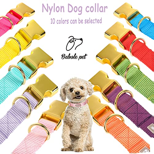 Nylon Dog Collar - Adjustable Pink Soft Webbing Dog Collars for Small Medium Large Dogs Boy Girl Puppy Collar with Safety Metal Buckle XS - color: Nylon-Pink, size: XS