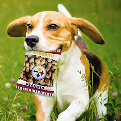 NFL Pittsburgh Steelers Crinkle FINE Plush Dog & CAT Squeak Toy - Cutest Stadium Peanuts Snack Plush Toy for Dogs & Cats with Inner Squeaker & Beautiful Baseball Team Name/Logo - color: Pittsburgh Steelers, style: STADIUM PEANUTS SNACK