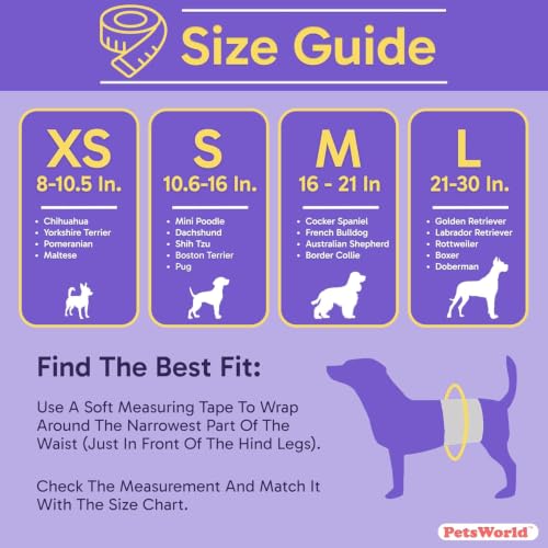 PetsWorld Dog Diapers Male Large - 50 Count Disposable - Super Absorbent, Fur-Friendly Belly Bands with Wetness Indicator - Adjustable Dog Wraps for Incontinence & Training (Waist 25-29.5 in) - size: Large