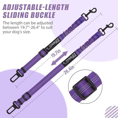 IBWell Dog Seat Belt,3 Piece Set Retractable Dog Car Harness Adjustable Dog Seat Belt for Vehicle Nylon Pet Safety Seat Belts Heavy Duty & Elastic (Black & Purple) - color: Black & Purple