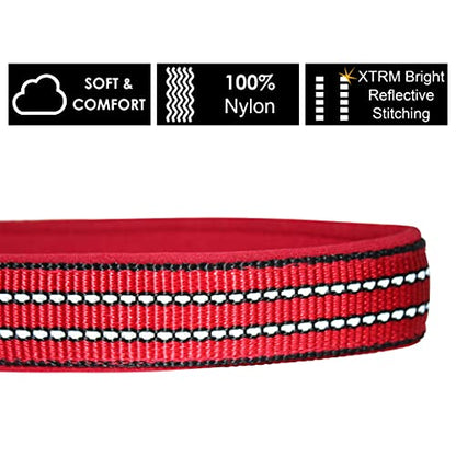 Kruz Dog Collar for Medium Dogs (Width- 3/4", Length - 17"-21.5") Reflective Adjustable Pet Neck Band with Soft Padding, Heavy-Duty O-Ring, 100% Nylon Strap (Raspberry Pink, Medium) - color: Raspberry pink, size: Medium