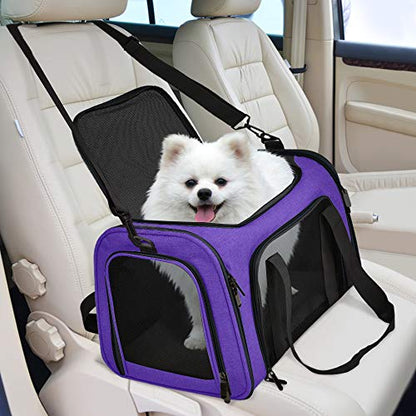 Henkelion Large Cat Carriers Dog Carrier Pet Carrier for Large Cats Dogs Puppies up to 25Lbs, Big Dog Carrier Soft Sided, Collapsible Travel Puppy Carrier - Large - Purple - color: Purple, size: 20.0"L x 13.0"W x 13.0"H