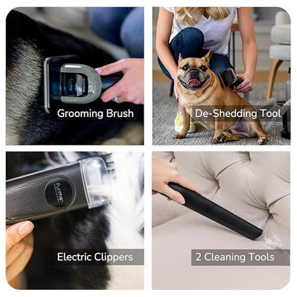 FURME Ultra Pet Grooming Vacuum Kit - Cat & Dog Grooming Kit for Easy Pet Care at Home, Quiet & Safe Dog Hair Remover Machine with Brush, Clipper, Shedding & Cleaner Tools & 4.5L Canister - size: 4.5 Liter Canister