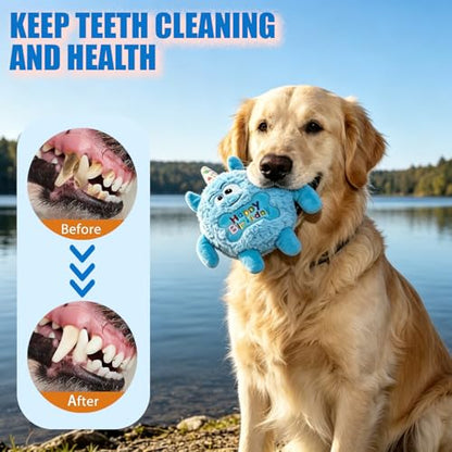 Plush Dog Birthday Toy for Girl Boy Gifts, Crinkle Squeaky Dog Toy Keep Them Busy Tug of War Stuffed Dog Chew Toy for Small Medium Large Dogs (Sky Blue) - color: Sky Blue