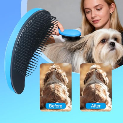 Small Dog Brush- Grooming Tool for Teddy, Yorkies, Maltese, Shih Tzu, Chihuahua - Puppy Hair Brush (Blue) - color: Blue