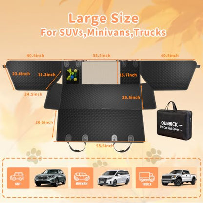 Dog Car Seat Cover for Back Seat Larger,Waterproof Oxford cloth Hard Bottom Car Seat Cover for Dogs,Nonslip Backseat Dog Cover with Upgraded Door Protection Flap,Dog Hammock for Full Size Truck55×30in - size: Large