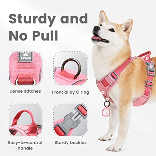 Pawaii Dog Harness for Small Dogs No Pull, No Pull Dog Harness with Pet ID Tag, No Choke Front Clip Harness Dog, Adjustable Soft Padded Pet Vest with Easy Control Handle | Built for safer walks with a QR Pet ID Tag, front no pull clip, reflective trim, co