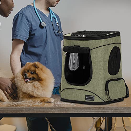 Petsfit Pet Backpack Carrier with Upgrade Waist Cushion Design to Better Fit The Waist, Suitable for Small and Medium Dogs Cats, and Rabbits up to 18 Pounds - color: AGreen
