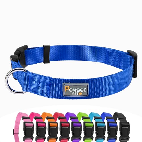 Blue Dog Collar Basic Adjustable Dog Collars for Puppy Small Medium Large Dogs Girls with Breathable Quick Release Nylon Pet Collar - color: Blue, size: X-Small,Neck 8-10.5"(Pack of 1)