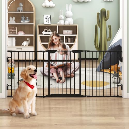 74" Wide Baby Gate Metal Safety Playpen - Fireplace Fence for Toddler/Pet/Dog, 3-Panel,30" H, Black - size: 74" Wide, 3-Panel (30" H)