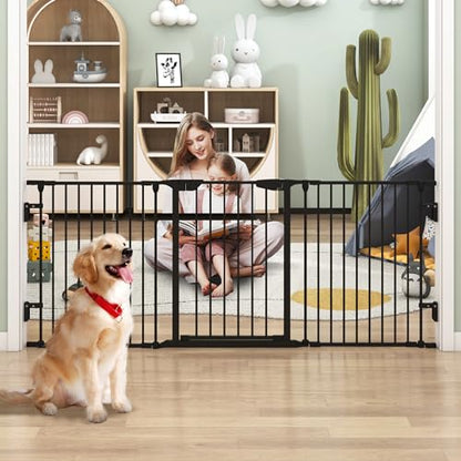 74" Wide Baby Gate Metal Safety Playpen - Fireplace Fence for Toddler/Pet/Dog, 3-Panel,30" H, Black - size: 74" Wide, 3-Panel (30" H)