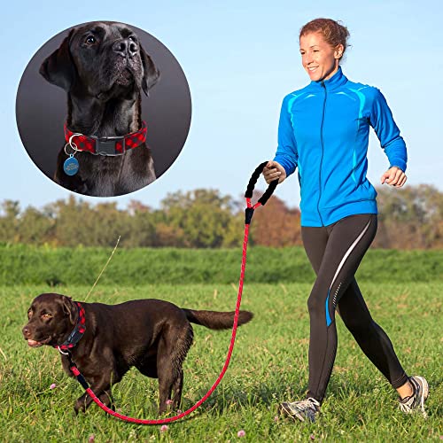 Ladoogo Reflective Dog Collar Padded with Soft Neoprene Breathable Adjustable Nylon Dog Collars for Small Medium Large Dogs (X-Small (Pack of 1), Red Plaid Collar+Leash) - color: Red Plaid Collar+Leash, size: X-Small (Pack of 1)