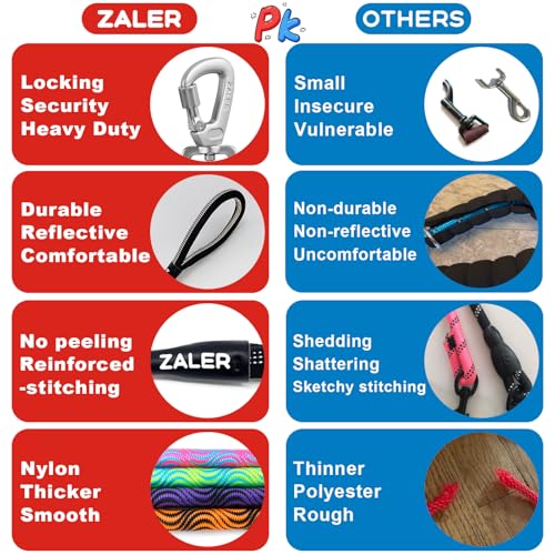 ZALER Rope Dog Leash, 4/5/6/10/15/20/30/50 Foot Heavy Duty Dog Leashes with Carabiner, Nylon Pet Lead for Large and Medium Dogs (6FT, Black Purple) - color: Black Purple, size: 6FT*1/2"