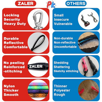 ZALER Rope Dog Leash, 4/5/6/10/15/20/30/50 Foot Heavy Duty Dog Leashes with Carabiner, Nylon Pet Lead for Large and Medium Dogs (6FT, Black Purple) - color: Black Purple, size: 6FT*1/2"