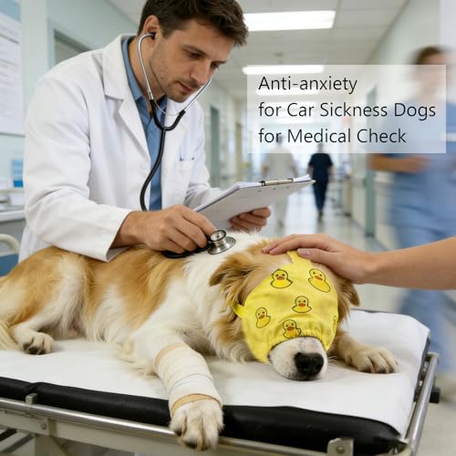 NACOCO Dog Calming Cap Eye Mask Ducks Nylon Shading Pet Anxiety Mask Muzzle for Grooming Anti Car Sickness (Yellow, L) - color: Yellow Duck, size: L