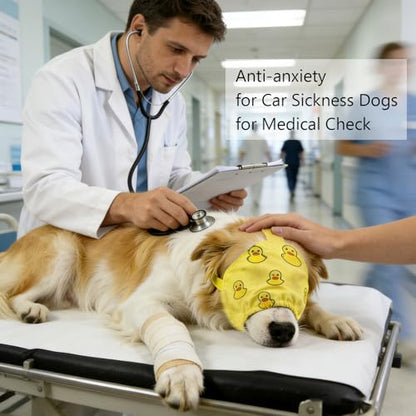NACOCO Dog Calming Cap Eye Mask Ducks Nylon Shading Pet Anxiety Mask Muzzle for Grooming Anti Car Sickness (Yellow, M) - color: Yellow Duck, size: M