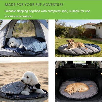 Outdoor Travel Dog Bed, Extra Durable Camping Dog Sleeping Bag, Large Portable Dog Mat, Machine Washable & Foldable, - size: Large