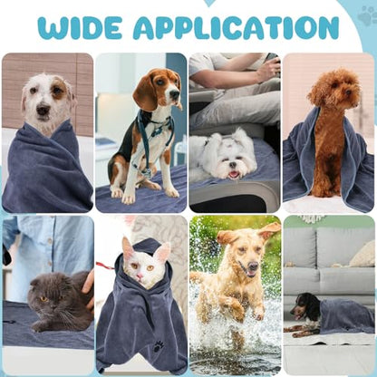 WOUSEDO Microfiber Dog Towels for Drying Dogs,40'' X 23.6'', Super Absorbent and Soft Pet Grooming Towel, Perfect Shower & Bath Supplies for Dogs(2-Pack Grey) - size: 2-Pack