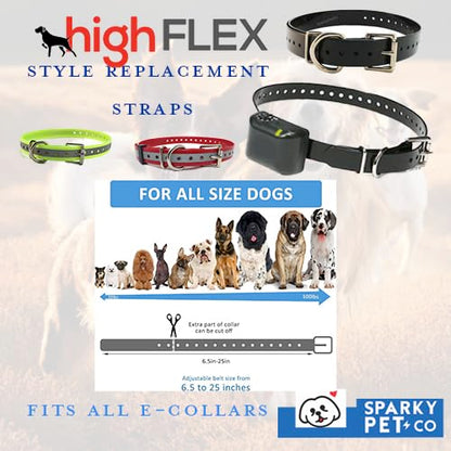 Sparky PetCo 1" Waterproof High Flex Roller Buckle Straps for E Collar Systems (Black) - color: BLACK