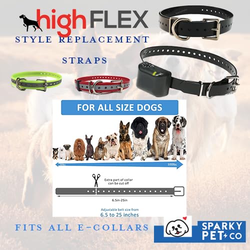 Sparky PetCo 1" Waterproof High Flex Roller Buckle Straps for E Collar Systems (NEON Yellow) - color: NEON YELLOW