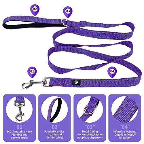 NESTROAD Dog Collar and Leash Set,Reflective Dog Collars with Quick Release Buckle,Adjustable Nylon Pet Collar for Small Medium Large Dogs(Small,Purple) - color: Purple, size: Small