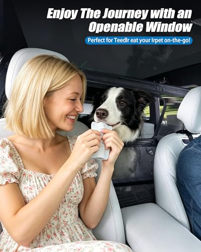 52" Wide Dog Car Barrier for SUV, Escape-Proof Dog Barrier with Removable Visual Window, Heavy-Duty Metal Frame & Chew-Resistant Mesh, Behind Front Seat Pet Divider for Cars, SUVs & Trucks