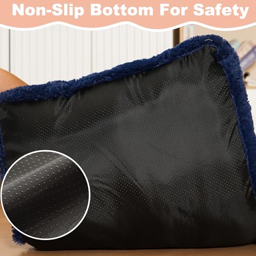 Bedfolks Waterproof Crate Bed, Plush Dog & Cat Kennel Pad with Removable Cover, Fluffy Washable Faux Fur Bed, 17"x12", Solid Dark Blue - color: Solid Dark Blue, size: XX-Small(17x12'')