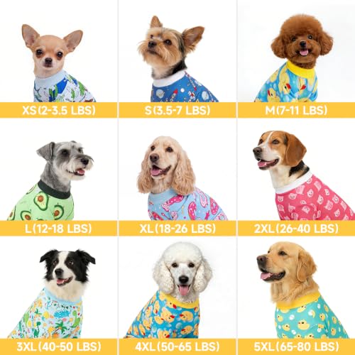 XPUDAC 4 Pack Dog Pajamas Soft Strechy Summer Doggie Clothes for Small Medium Dogs Boy Girl Dog Onesie Puppy Pjs Cat Apparel-Small - size: Small(Chest-14" Back-10" Neck-9.5")