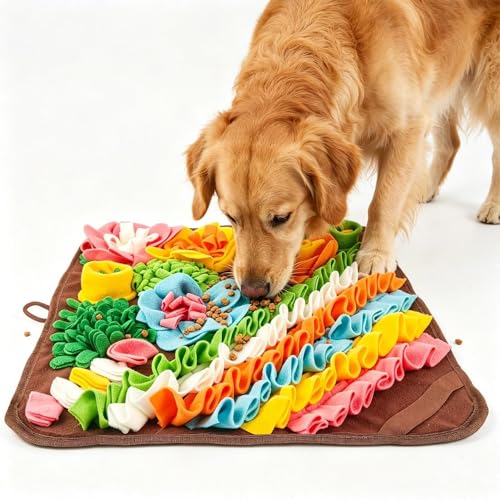 Large Snuffle Mat for Dogs - 19.5" Dog Snuffle Mat for Slow Feeding Brown | Reduce Boredom, Mental Stimulation, Puzzle Toys, Fun Foraging Mats for S M Large Cats Dog Sniff Mat for Dogs Enrichment Toys - color: blown, size: 19.5"L x 19.5"W