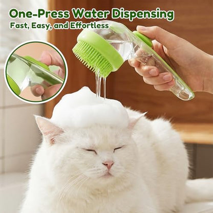 2025 Upgrade Edition Pet Bathing & Grooming Brush, 2-in-1 Shampoo Dispenser & Massage Brush for Dogs and Cats, Suitable for All Coat Types (Green Brush)