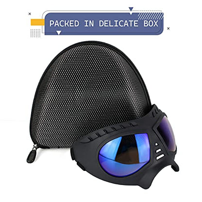 Namsan Clear Dog Goggles for Large Dogs, Wide Snout & Soft Frame, Tactical Driving Sunglasses for Dogs Medium to Large Breed, Anti-UV Dog Eye Protection, Windproof Dustproof, Adjustable, Clear Blue - color: (Large)Clear Blue Lens