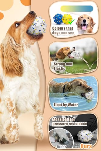 Moonorange 2.36'' Dog Balls for Dogs Aggressive Chewers Indestructible Tennis Durable Bouncy Interactive Dog Toy Balls for Fetch Game Floating Training(White Medium) - color: White-Medium