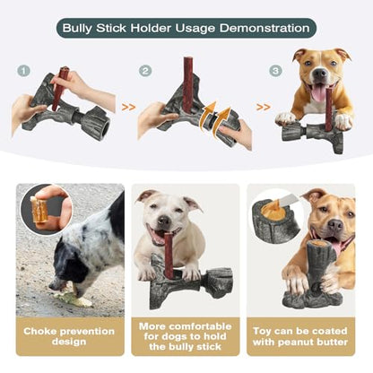 Bully Stick Holder for Dogs, Tough Chew Toy for Aggressive Chewers, Anti-Choking Dog Stick Holder Made of Food-Grade Nylon & Coffee Wood Fiber, Dishwasher Safe Durable Dog Toy for Large Dogs - color: Bully Stick Holder