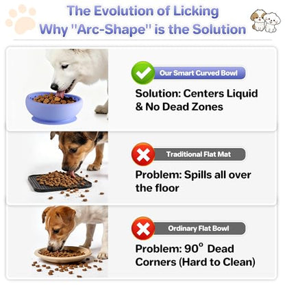 Dog Lick Bowl Slow Feeder with Slanted Anti-Spill Design, Extra-Thick Bite-Resistant Rim, Strong Suction Base, Freezer Safe for Frozen Treats — A Cleaner Alternative to Lick Mats for Dogs (Light Blue) - color: Light Blue