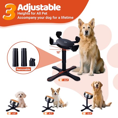 Elevated Adjustable Dog Bowl Feeding Stand, 3 Heights and Tiled Ajudst, Compatible with Moost Feeding Bowls, Great for Medium Large Dogs(2 Pack-C) - size: B - 2 Pack-C