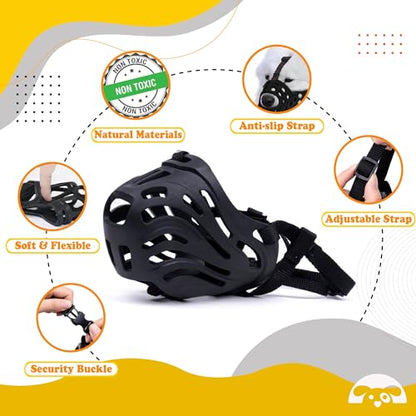 PetnBeyond Silicone Basket Dog Muzzle - for Small, Medium, and Large Dogs - Soft Cage Muzzle to Prevent Biting, Chewing, and Barking - for Grooming, Training - Breathable Humane (Medium) - size: Medium