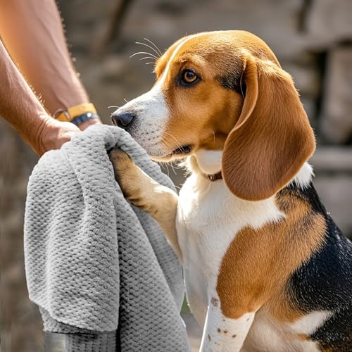 NVNAN Microfiber Dog Towel for Drying Dogs, 40 x 24 Inch Super Absorbent Pet Bath Towel, Soft Quick-Drying Grooming Towel for Small & Large Dogs, Cats, Puppies, Grey - color: Grey