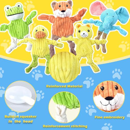 MRSOHRET 5 Pack Dog Toys Squeaky, Tough Stuffed Plush Puppy Chew Toys for Teething, Durable Plush Dog Toy for Large Medium Small Breed to Keep Them Busy, No Stuffing Crinkle Dog Toys - style: No Stuffing Crinkle Dog Toys
