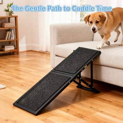 Dog Ramp for Car,33.2"x 12.8" Dog Stairs for Large Dogs with Anti-Slip Surface,Large Folding Pet Stairs for SUV,Truck with Adjustable Height,Outdoor Portable Wide Dog Steps up to 88LBS - size: Small - 33.2"L x 12"W