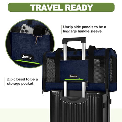 GAPZER Cat Carrier 18x11x11 United Airline Approved, Top Loader Heavy Duty Softshell Pet Flying Bag 18lbs, Small Dog Chihuahua Crate 5-10 Pounds, Kitty Transport Kennel, Miniature Poodle Case Navy - color: Navy