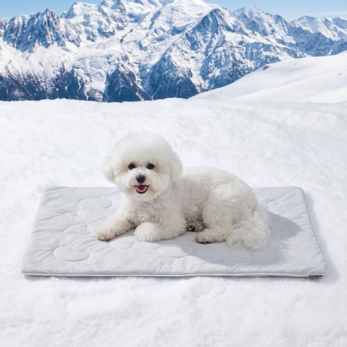 ZOMISIA Cooling Blanket for Small Dogs - Washable Cat Cooling Mat for Hot Weather, Travel Soft Pet Summer Essentials, Grey, 25"x35" - color: Grey, size: S(25x35")