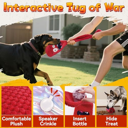 KIPRITII Long-Lasting Heavy Dog Chew Toys for Aggressive Chewers – 6 Pack Tough Dog Toys Include Indestructible Chew Bone, Interactive Tug Toys & Squeaky Balls, Ideal for Medium & Large Breeds Dogs