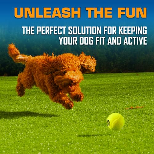 Nerf Dog Tennis Ball Blaster Dog Toy Gift Set, Tennis Ball Dog Fetch Toy Launches up to 50 ft, Dog Ball Thrower for All Breeds Includes Translucent Blue Tennis Ball Launcher and 3 Dog Tennis Balls - size: 4 Piece Set