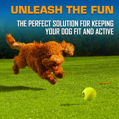 Nerf Dog Tennis Ball Blaster Dog Toy Gift Set, Tennis Ball Dog Fetch Toy Launches up to 50 ft, Dog Ball Thrower for All Breeds Includes Translucent Blue Tennis Ball Launcher and 3 Dog Tennis Balls - size: 4 Piece Set