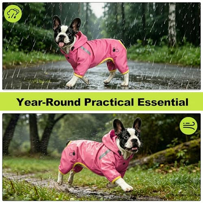 Dog Raincoat, Professional Waterproof with Taped Seams, Ultralight Urban Quick Layer, High-Vis Reflective Stripes, Dirt-Resistant & Easy Care, Year-Round Essential for Dogs (Pink, Small)