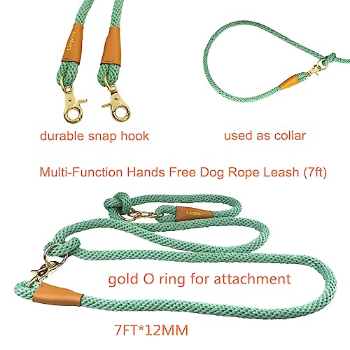 7FT Hands Free Dog Leash, Waist Dog Leash for Walking Running - color: Jade