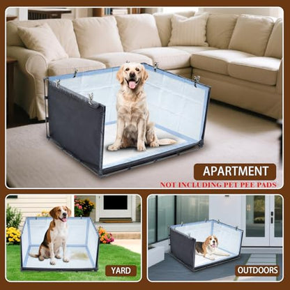 Dog Litter Box Indoor for Medium Dogs,Pee Pad Holder with High Walls(34.64"*28.34"*17.72"),No-Spill Pee Pad Holder with Foldable Pet Toilet,Easy Clean Puppy Litter Box for Dogs (Large) - size: Large