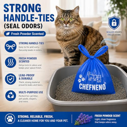 Cat Litter Waste Bags Biodegradable (500 ct., Blue) Bulk Dog Poop Bags with Easy Tie Handles Earth-Friendly Fresh Powder Scented Doggy Poop Diaper Bag Disposable Sanitary Pad Waste Bags (500 Bags) - color: Blue - Scented (500 ct.)