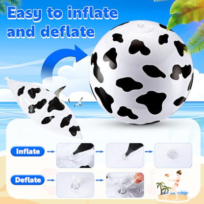 6 Pcs 12 Inch Inflatable Cow Print Beach Balls for Kids Farm Animal Birthday Party Favor Decorations Pool Toy PVC Beach Ball - style: Cow